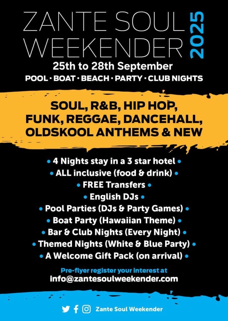 Zante Soul Weekender 2025 Flyer